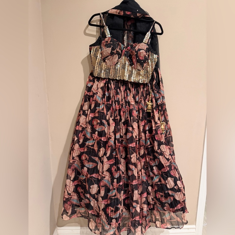 Floral Black and Pink Lehenga (Two piece)